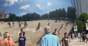 Darrell Tierney and his grandson, Zane, at the Bean in Chicago,