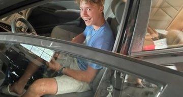 Drew's oldest son, Eli Osborne, receiving his first car